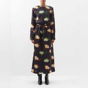 Raey Tulip Drawstring Jacquard Tunic Dress - Silk Blend - Navy - UK 4/US 0